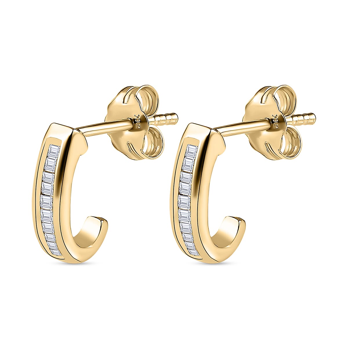 9K Yellow Gold Diamond (G-H) J Hoop Earrings