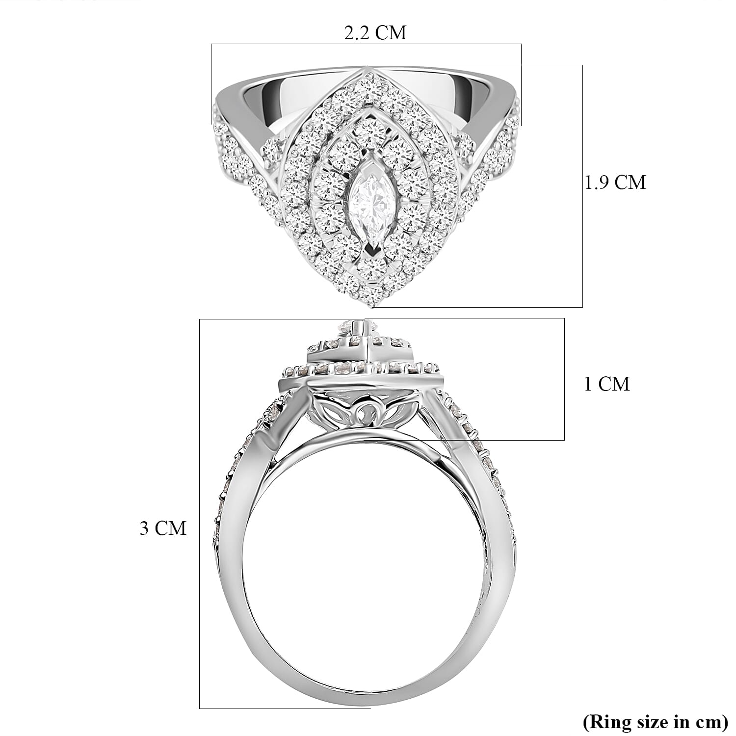 14K White Gold SI Natural White Diamond Halo Ring 1.40 Ct, Gold Wt. 3.60 Gms.