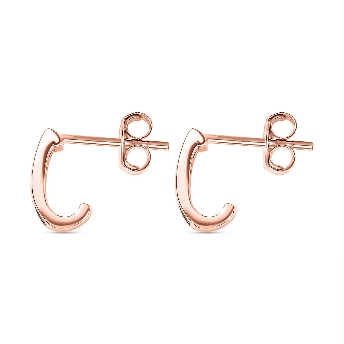 9K Rose Gold Natural Champagne Diamond J Hoop Earrings