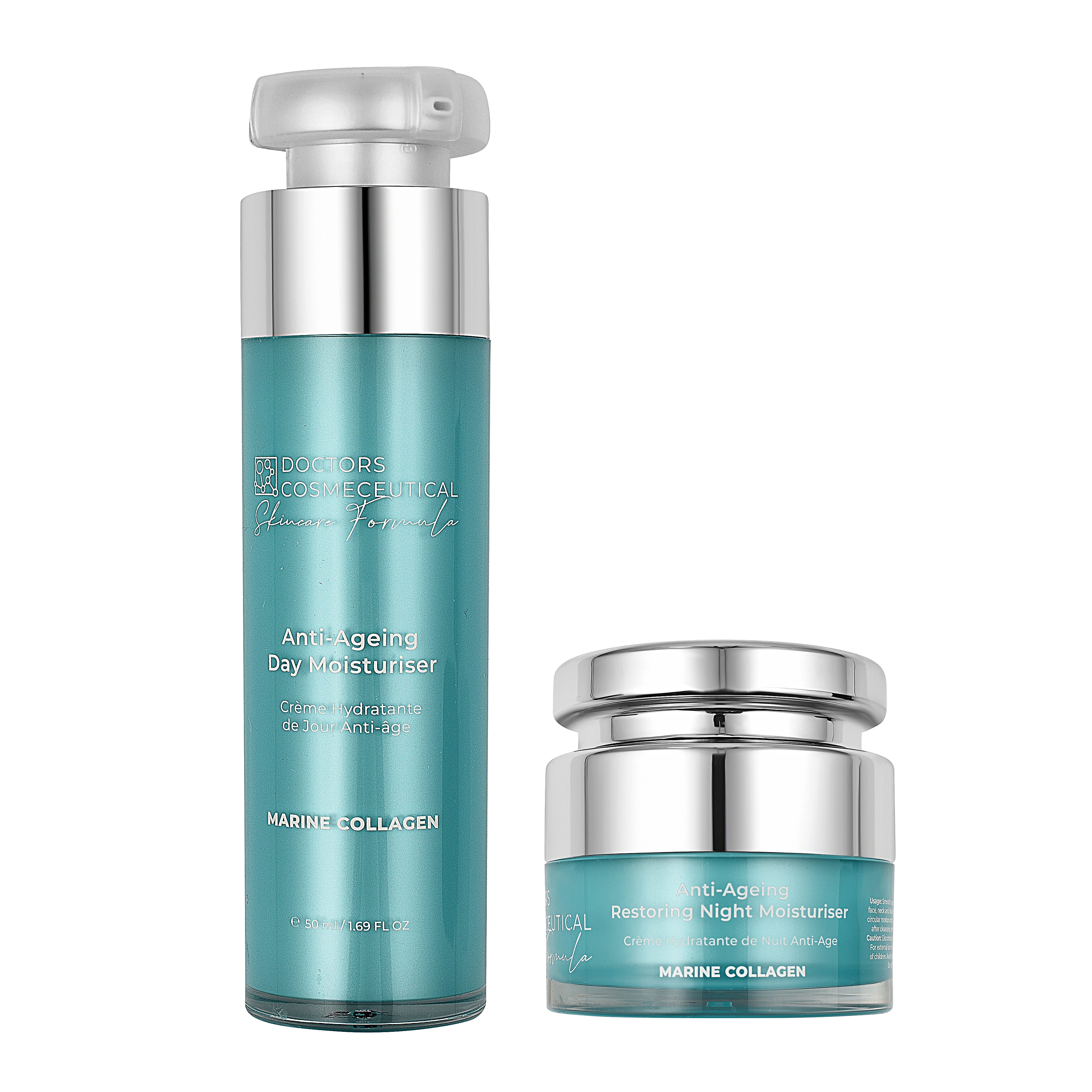 Set of 2 - Doctors Formula- Marine Collagen Anti-Ageing Day Moisturiser and Restoring Night Duo