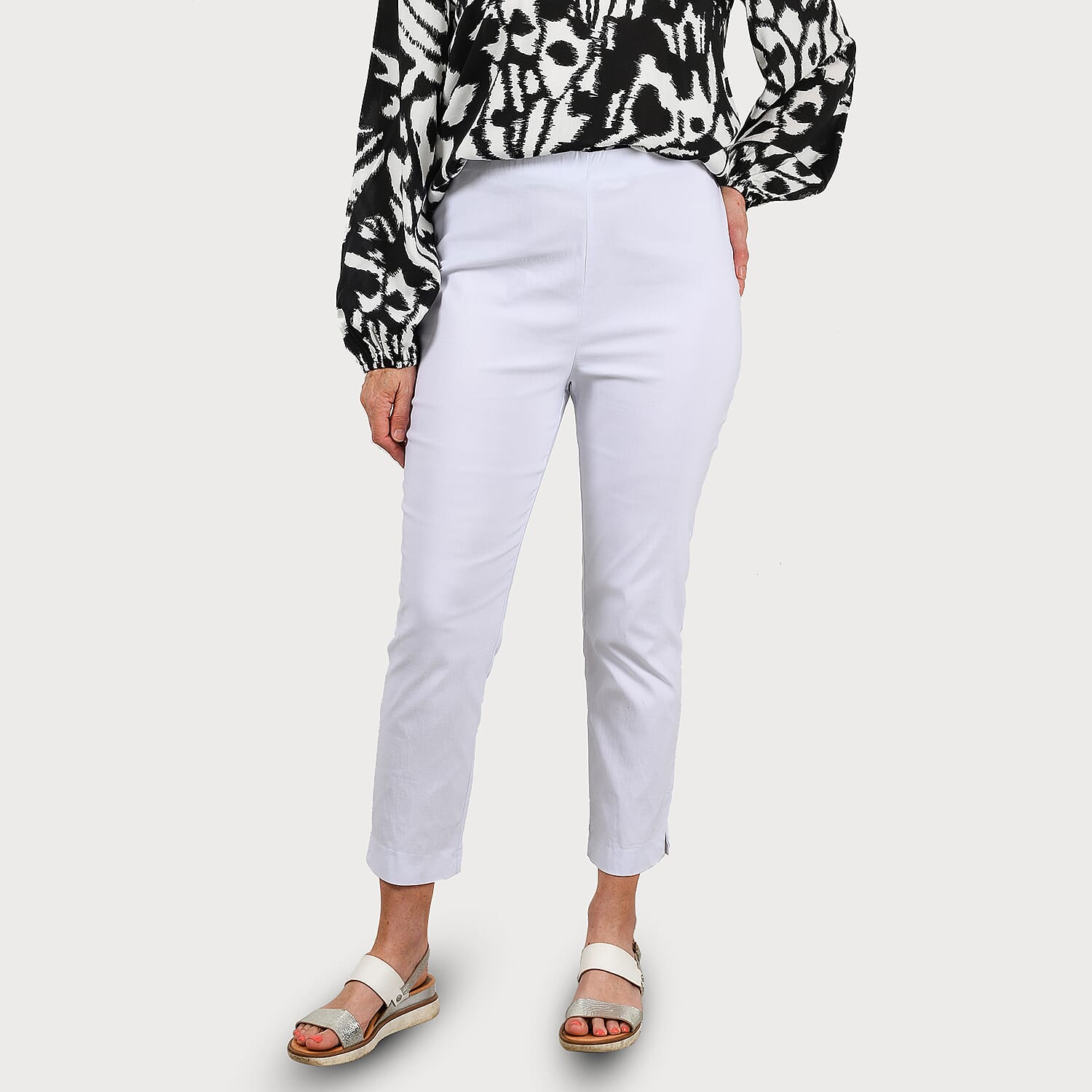 Emma Stretchable Bengaline Trousers (Size 12) - Classic White