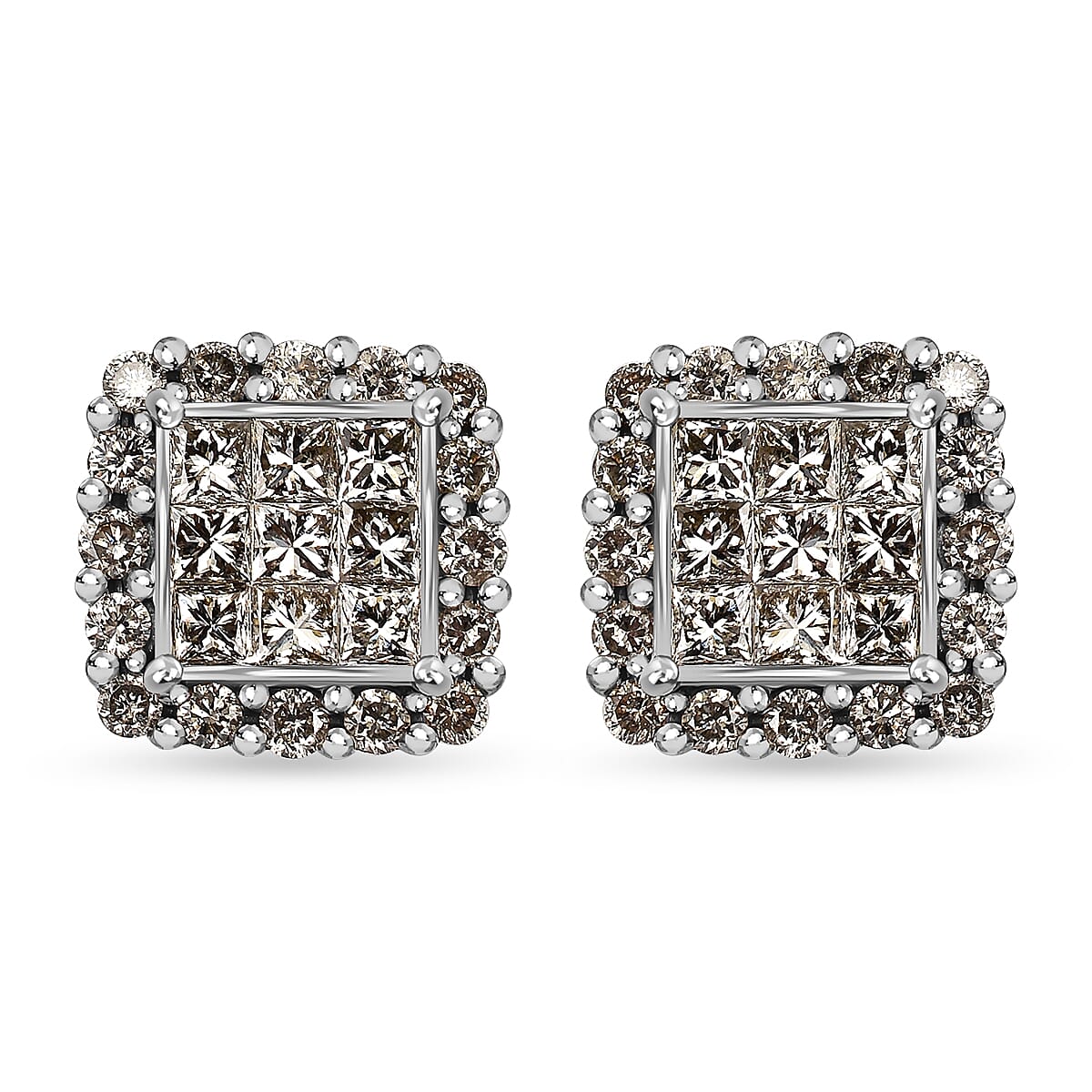 New York Closeout- 9K Yellow Gold (I1-G-H) Diamond Earrings (with Push Back) 2.00 Ct.