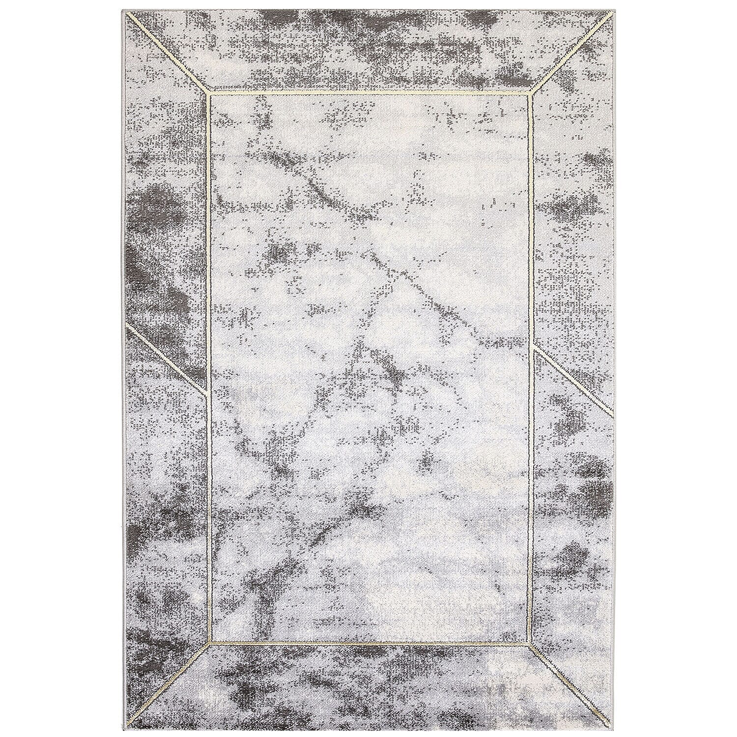 Scandi Rug and Door Mat (Size 210x150x2 cm) - Grey & Cream