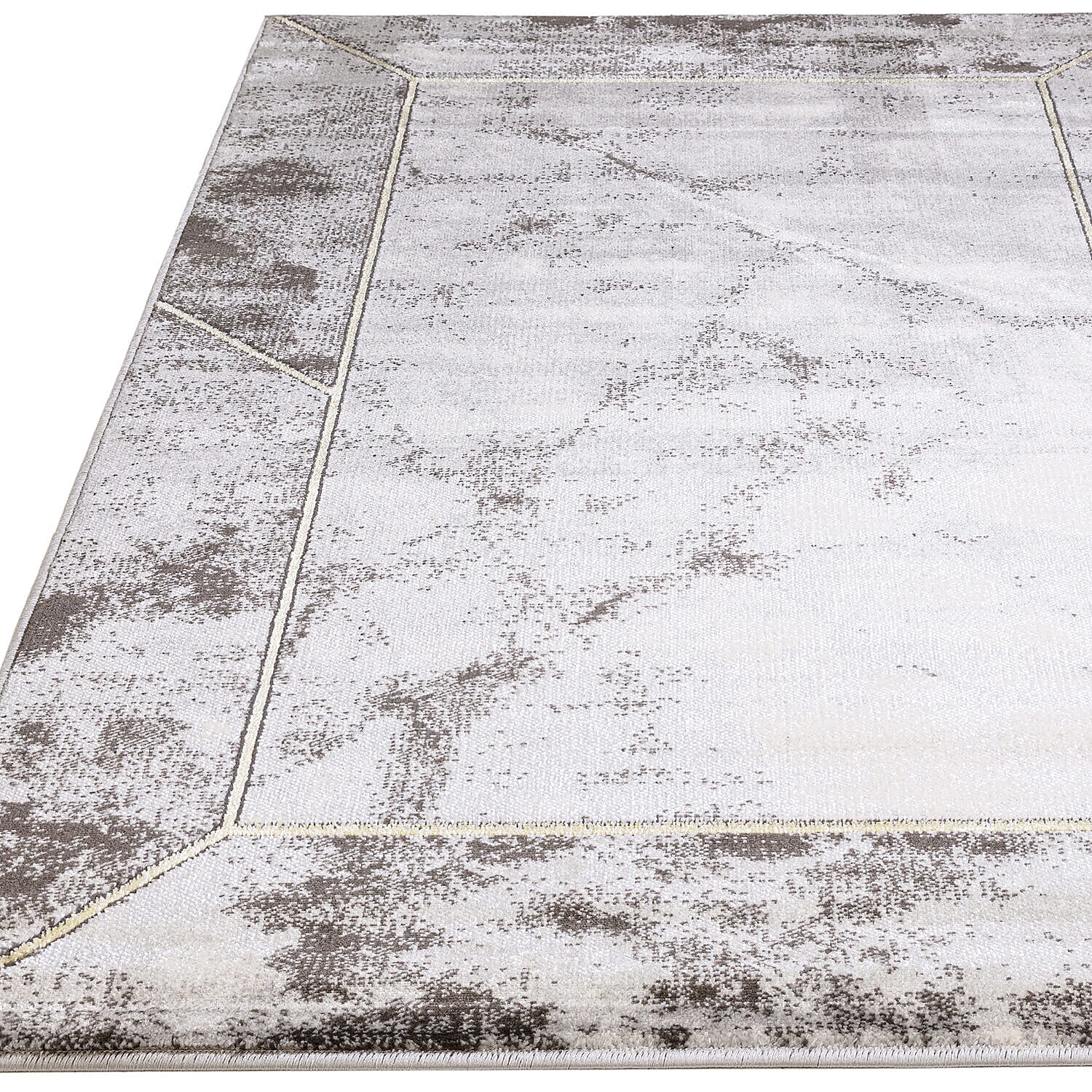 Scandi Rug and Door Mat (Size 210x150x2 cm) - Grey & Cream