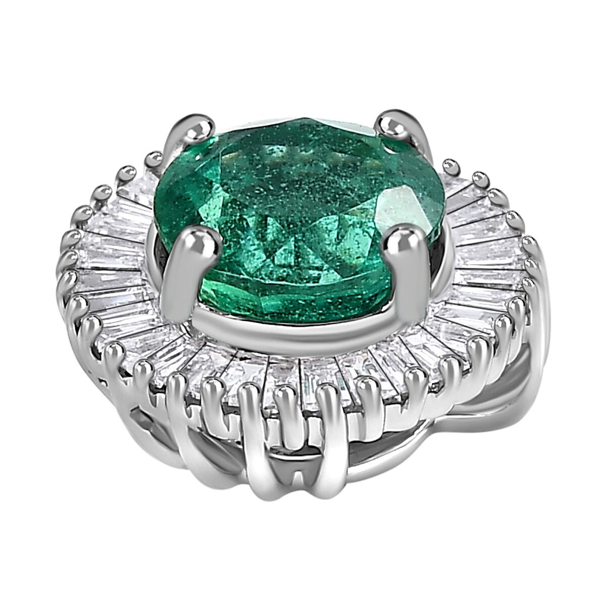 900 Platinum AAA Emerald and Diamond (SI-G-H) Pendant 1.02 Ct.