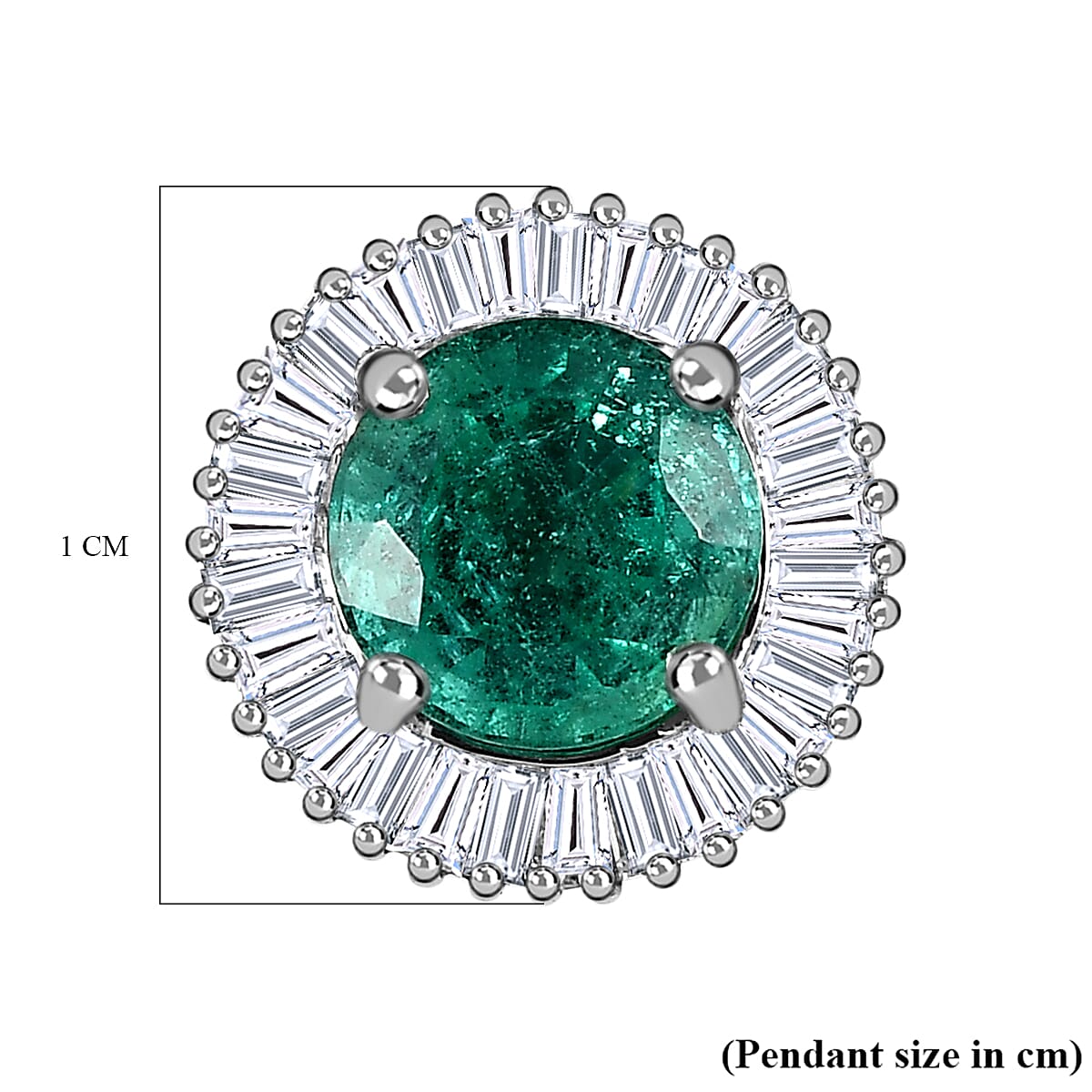 900 Platinum AAA Emerald and Diamond (SI-G-H) Pendant 1.02 Ct.