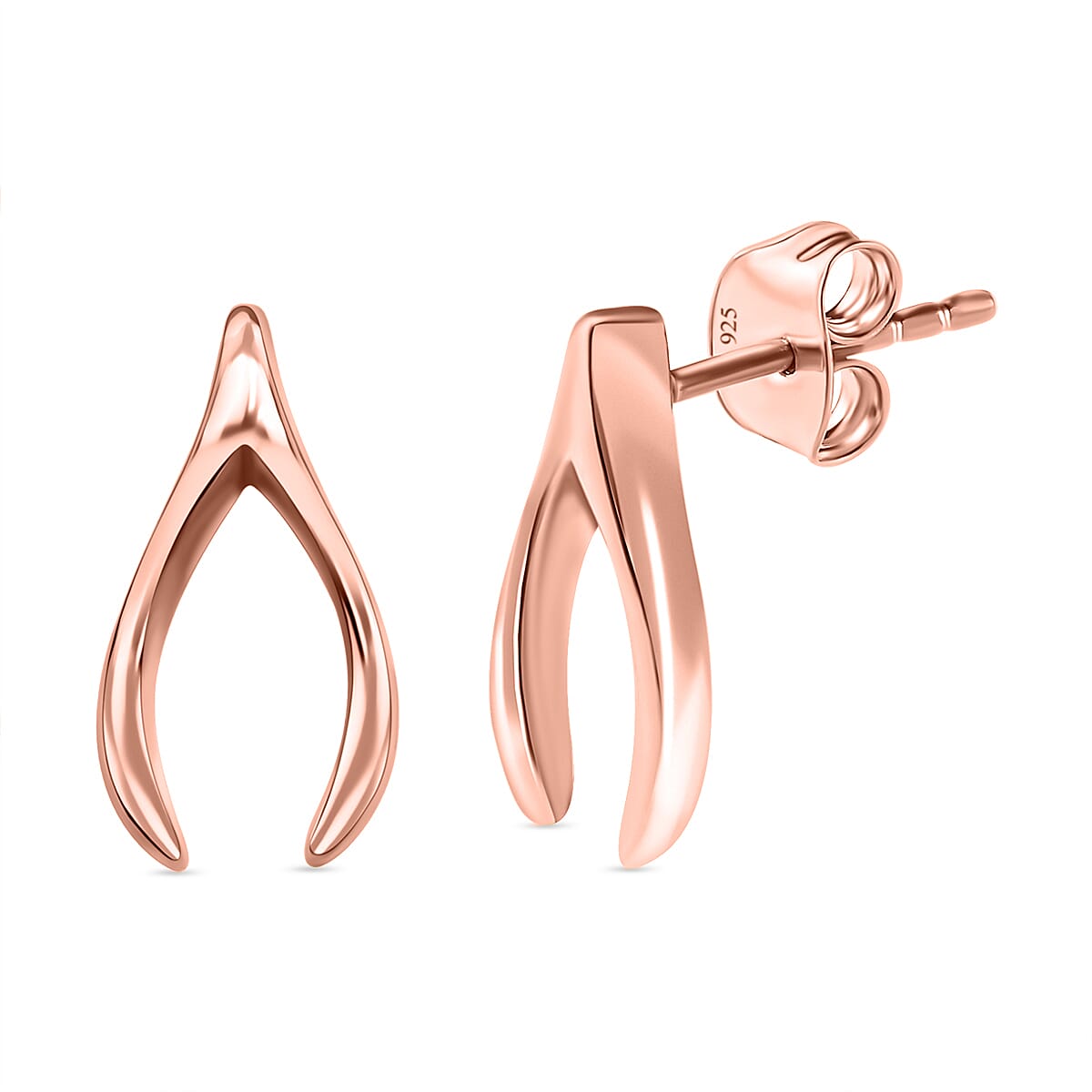 18K Rose Gold Vermeil Plated Sterling Silver Solitaire Stud Earrings (with Push Back)