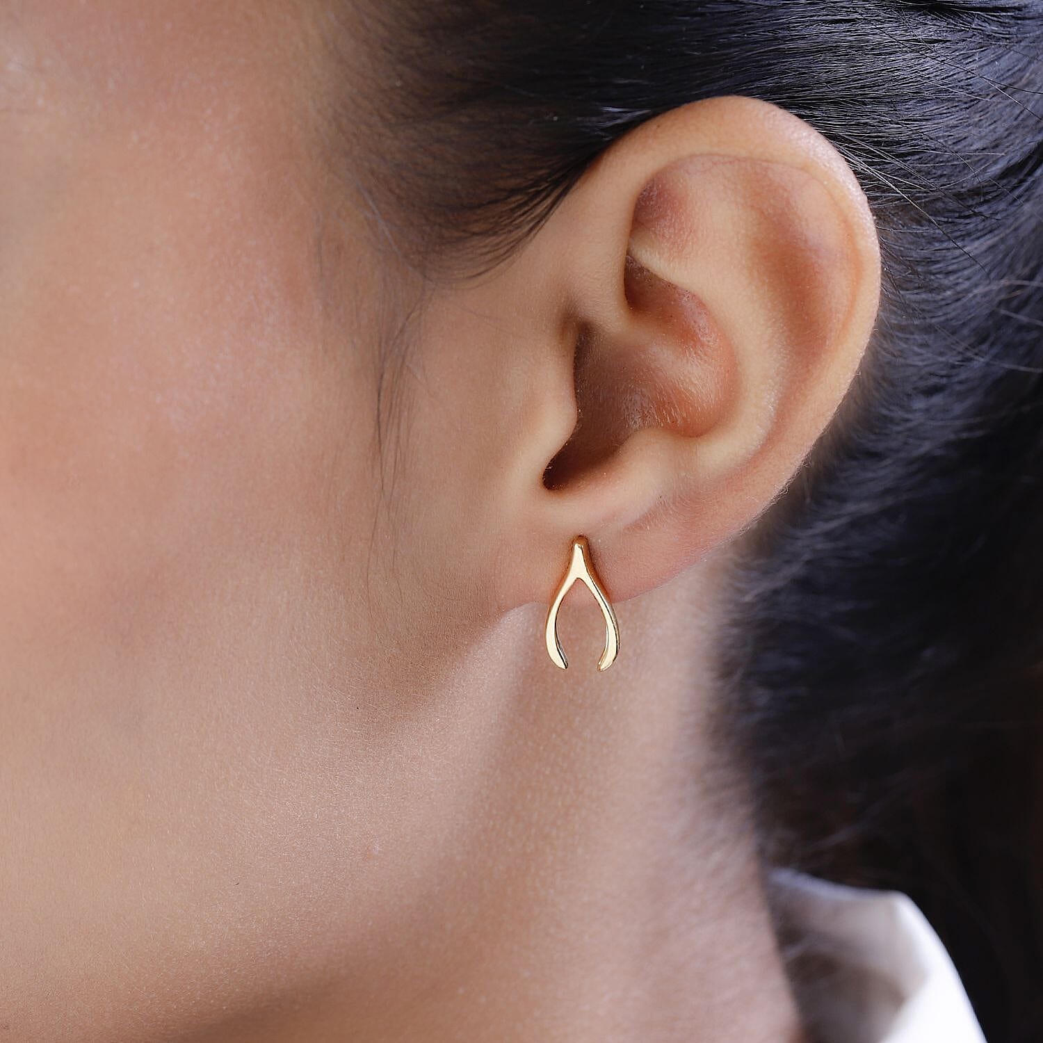 18K Vermeil Yellow Gold Sterling Silver Solitaire Stud Earrings