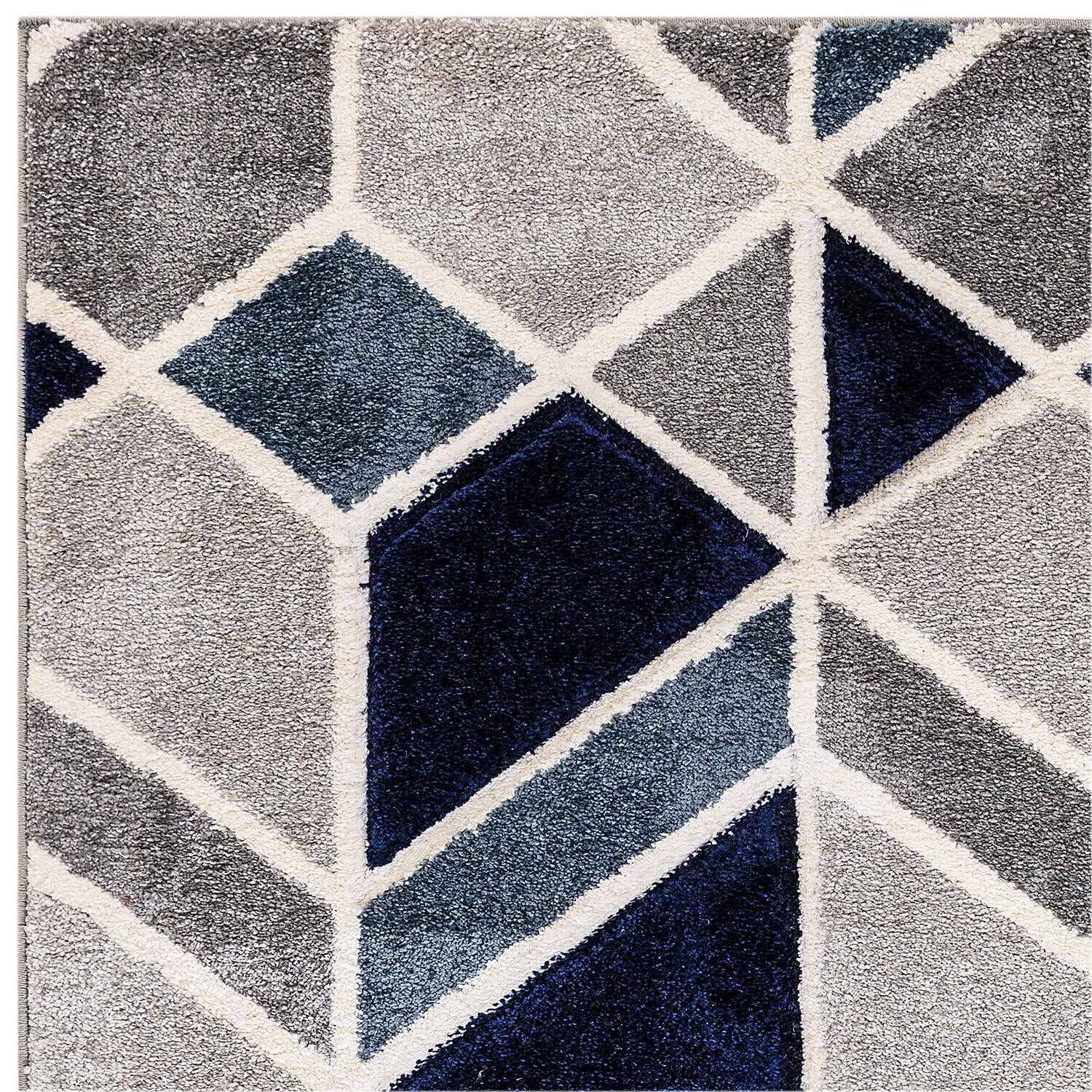 Maze Rug and Door Mat (Size 210x150 cm) - Blue & Cream