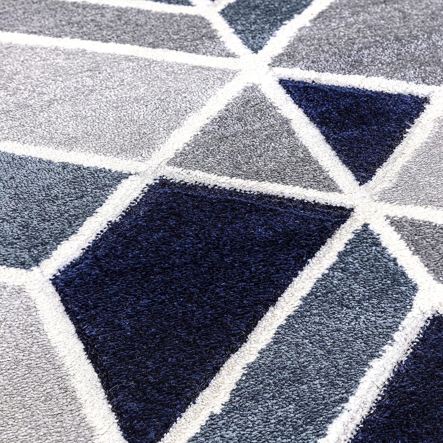 Maze Rug and Door Mat (Size 210x150 cm) - Blue & Cream