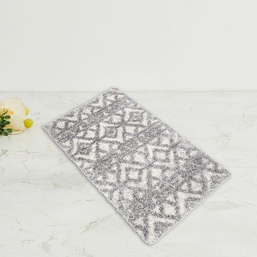 Chic Rug and Door Mat (Size 210x150 cm) - Grey & Cream