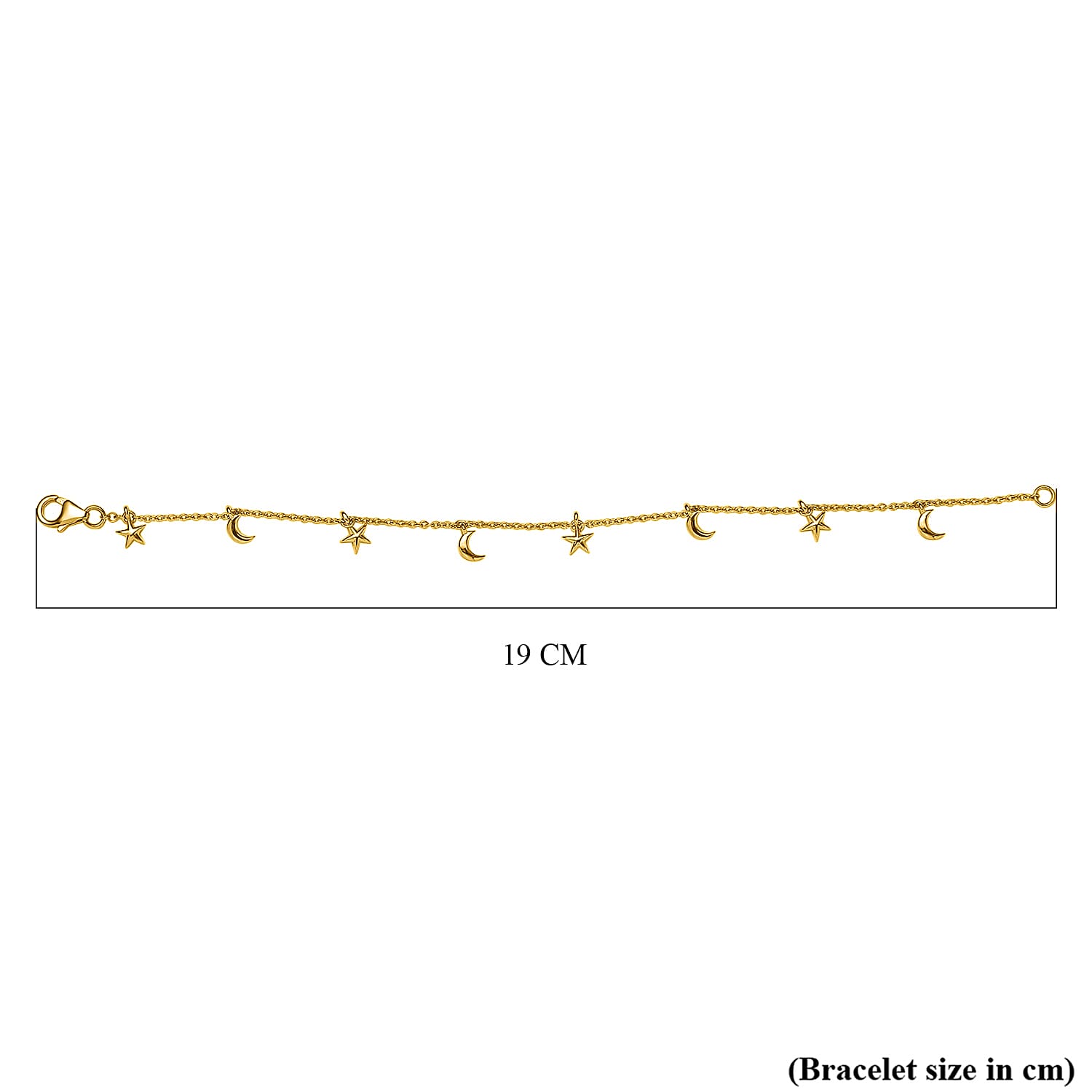 18K Yellow Gold Vermeil Plated Sterling Silver Charm Bracelet (Size - 7.5)