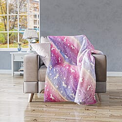 3D Luminous Glow In Dark Dinosaur Print 230GSM Flannel fluffy Throw Blanket (Size 130x150 cm) - Green & Blue