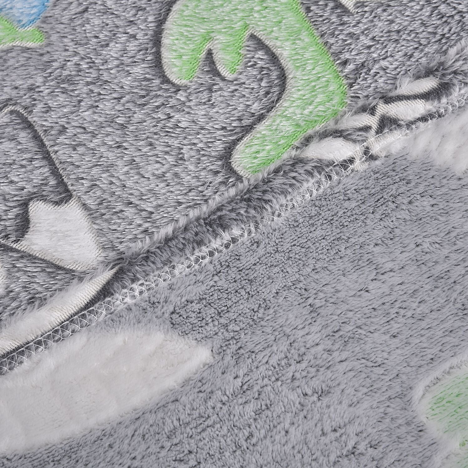 3D Luminous Glow In Dark Dinosaur Print 230GSM Flannel fluffy Throw Blanket (Size 130x150 cm) - Green & Blue