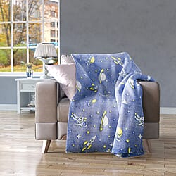 3D Luminous Glow In Dark Dinosaur Print 230GSM Flannel fluffy Throw Blanket (Size 130x150 cm) - Green & Blue