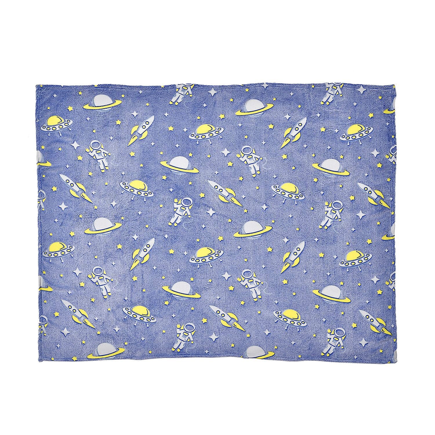 3D Luminous Dark Glow Shinning Printed Flannel Throw Blanket (Single Size, 150x130 cm) - Blue