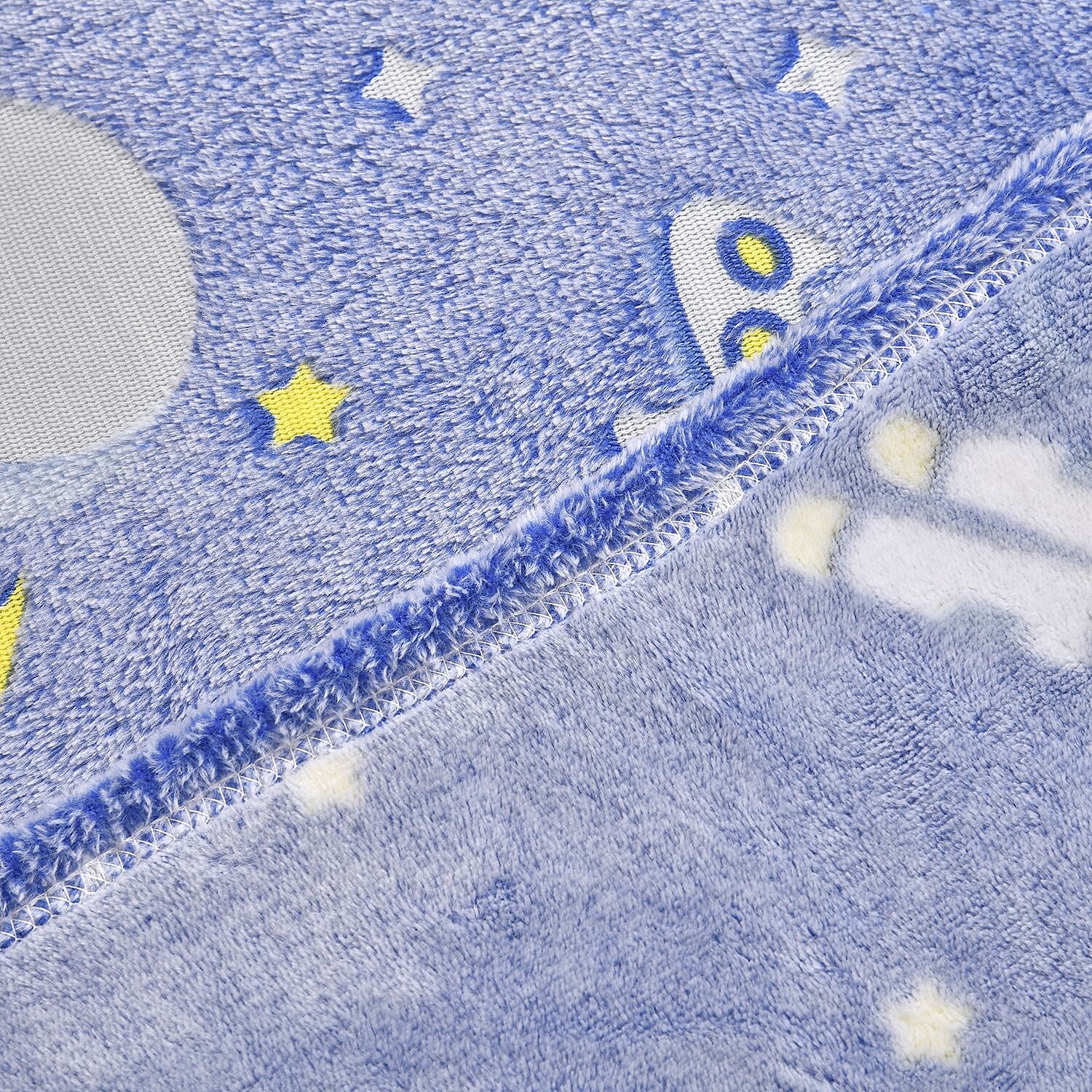 3D Luminous Dark Glow Shinning Printed Flannel Throw Blanket (Single Size, 150x130 cm) - Blue