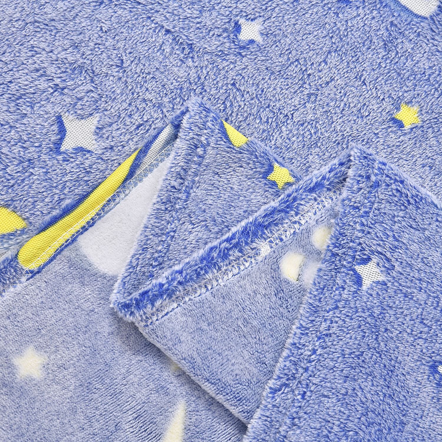 3D Luminous Dark Glow Shinning Printed Flannel Throw Blanket (Single Size, 150x130 cm) - Blue