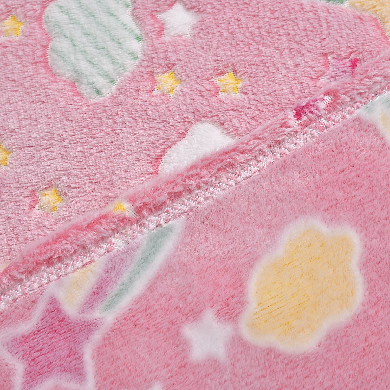 3D Luminous Dark Glow Shinning Printed Throw Blanket (Single Size, 150x130 cm) - Pink - Rainbow