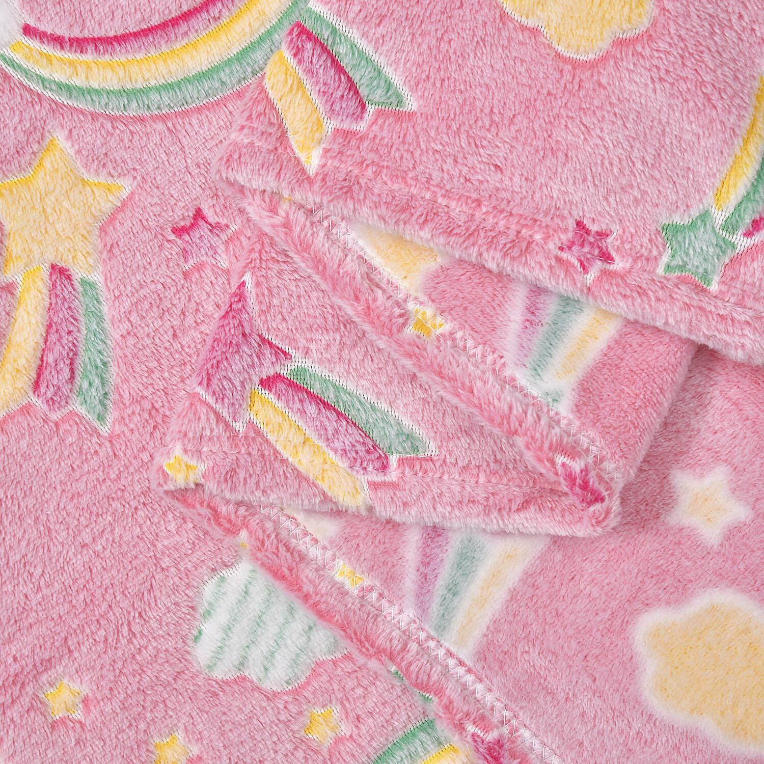 3D Luminous Dark Glow Shinning Printed Throw Blanket (Single Size, 150x130 cm) - Pink - Rainbow