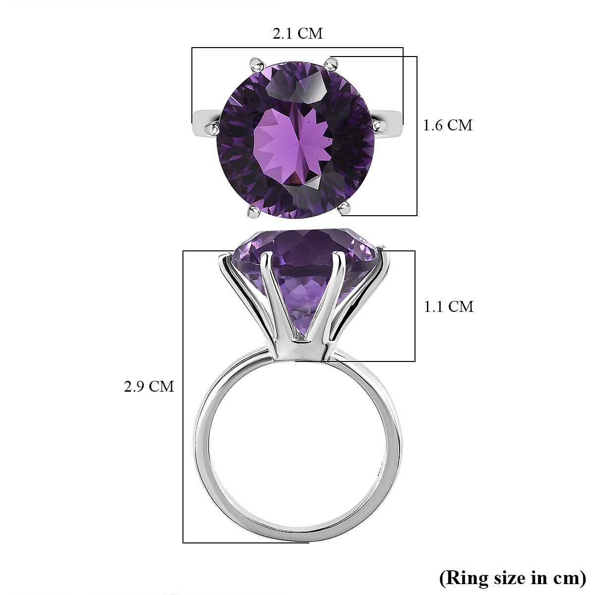 Amethyst Solitaire Ring in Platinum Overlay Sterling Silver 10.06 Ct
