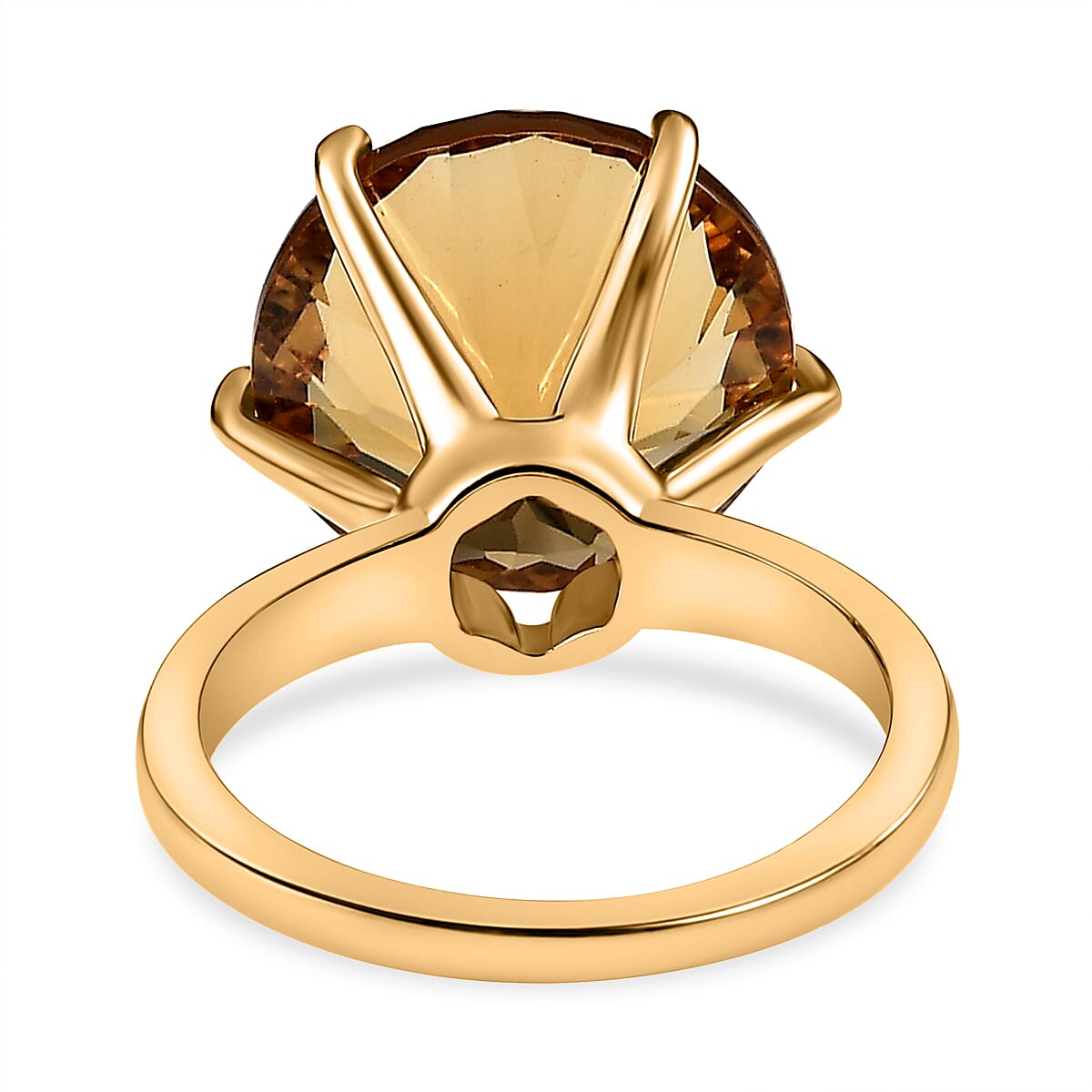 Citrine Solitaire Ring in Vermeil Yellow Gold Plated Sterling Silver 9.99 Ct.