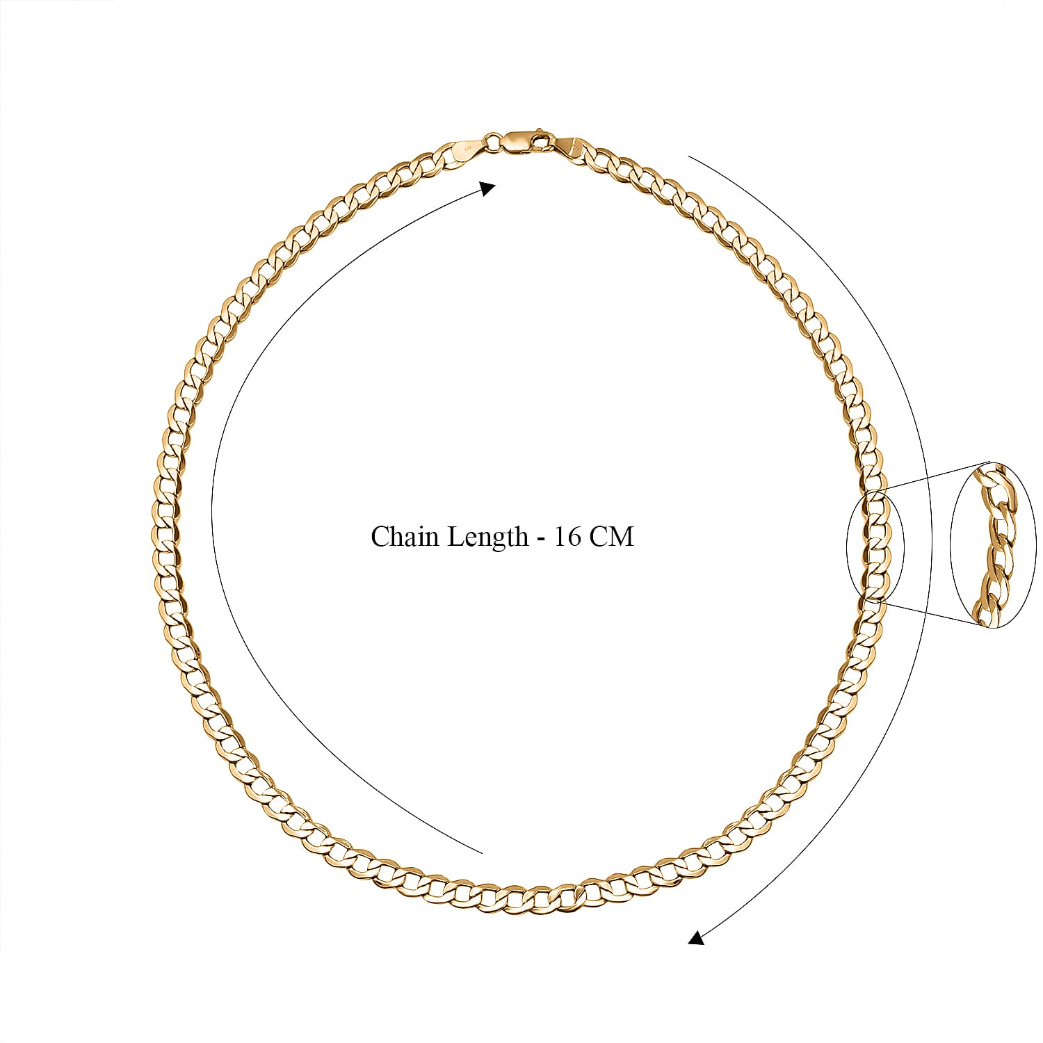 Italian Made Closeout Deal - 18K Yellow Gold Curb Necklace (Size - 18), Gold Wt. 10.30 Gms