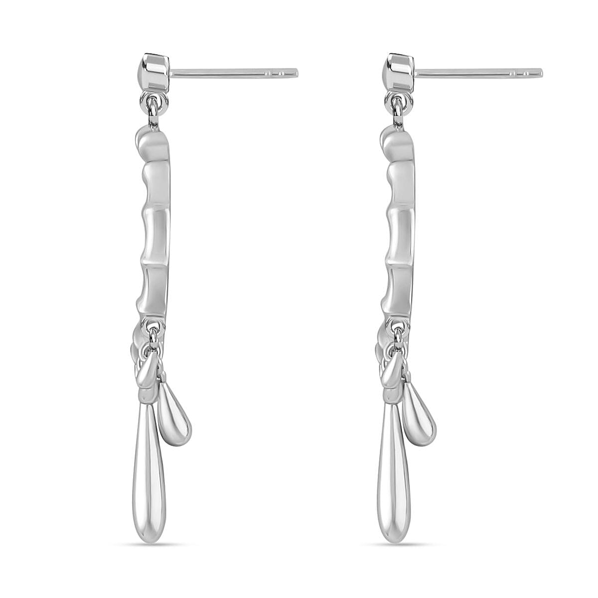 LucyQ Bamboo Collection - Rhodium Overlay Sterling Silver Earrings