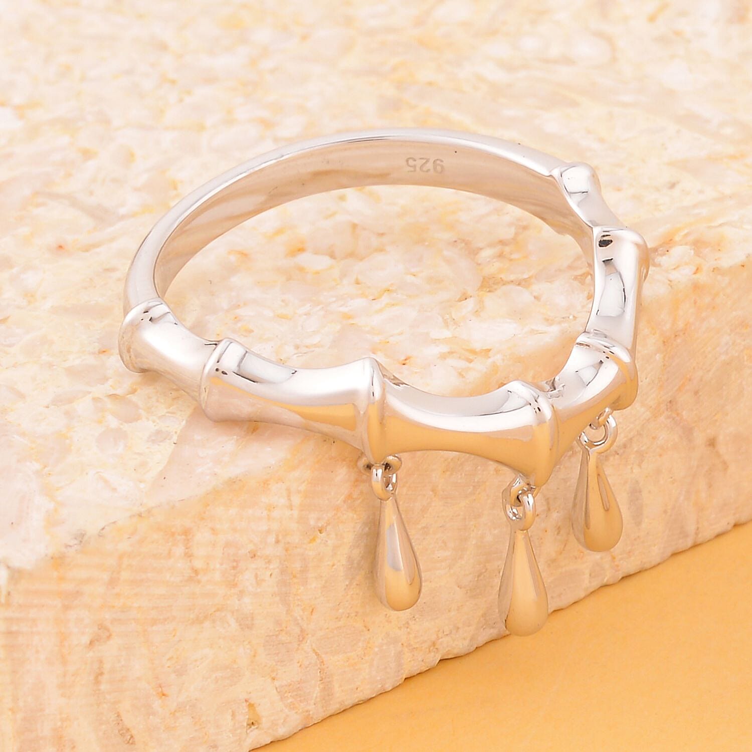 Lucy Q Bamboo Collection - Rhodium Overlay Sterling Silver Ring