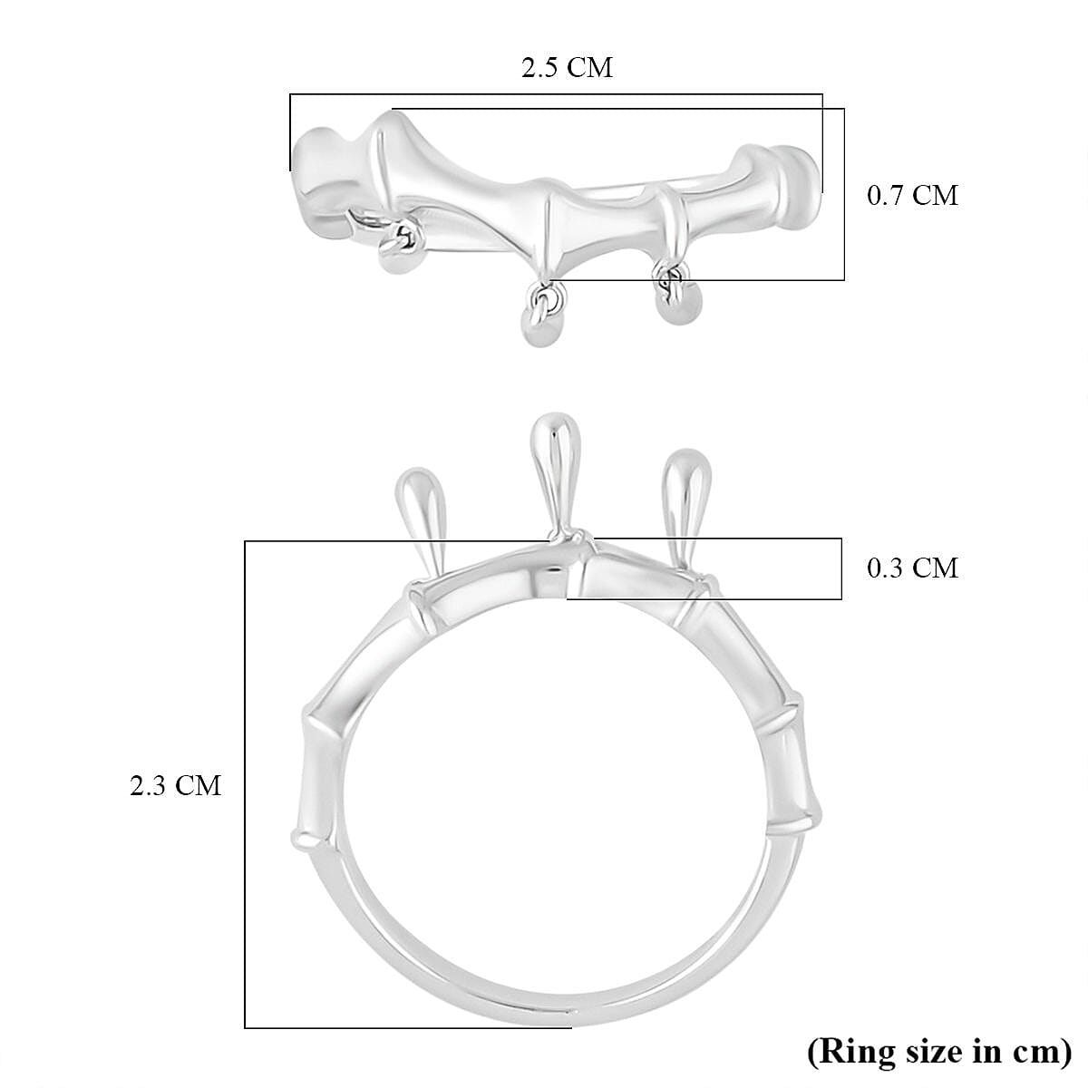 Lucy Q Bamboo Collection - Rhodium Overlay Sterling Silver Ring