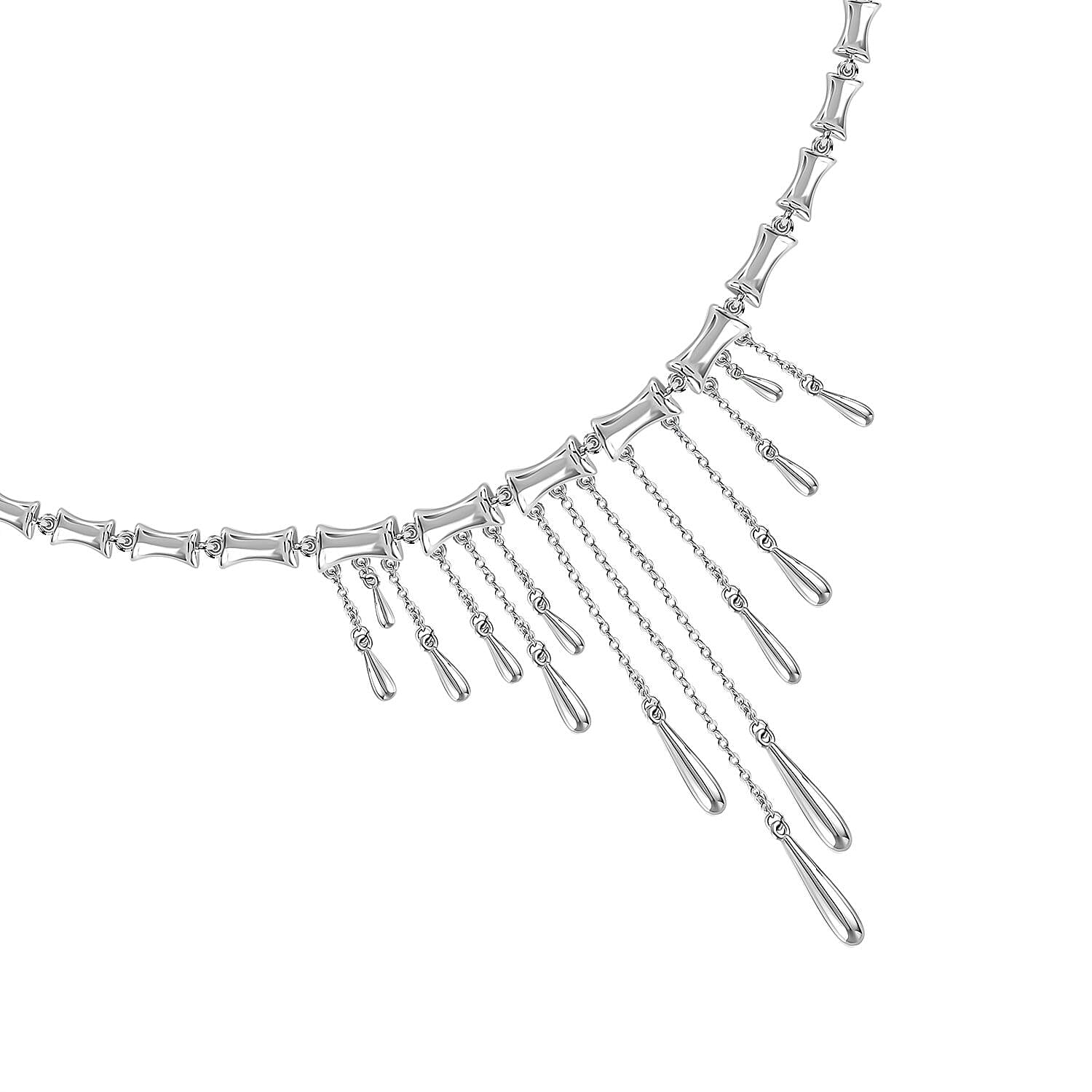 Lucy Q Bamboo Collection - Rhodium Overlay Sterling Silver Necklace (Size - 18-20), Silver Wt 31.00 Gms.