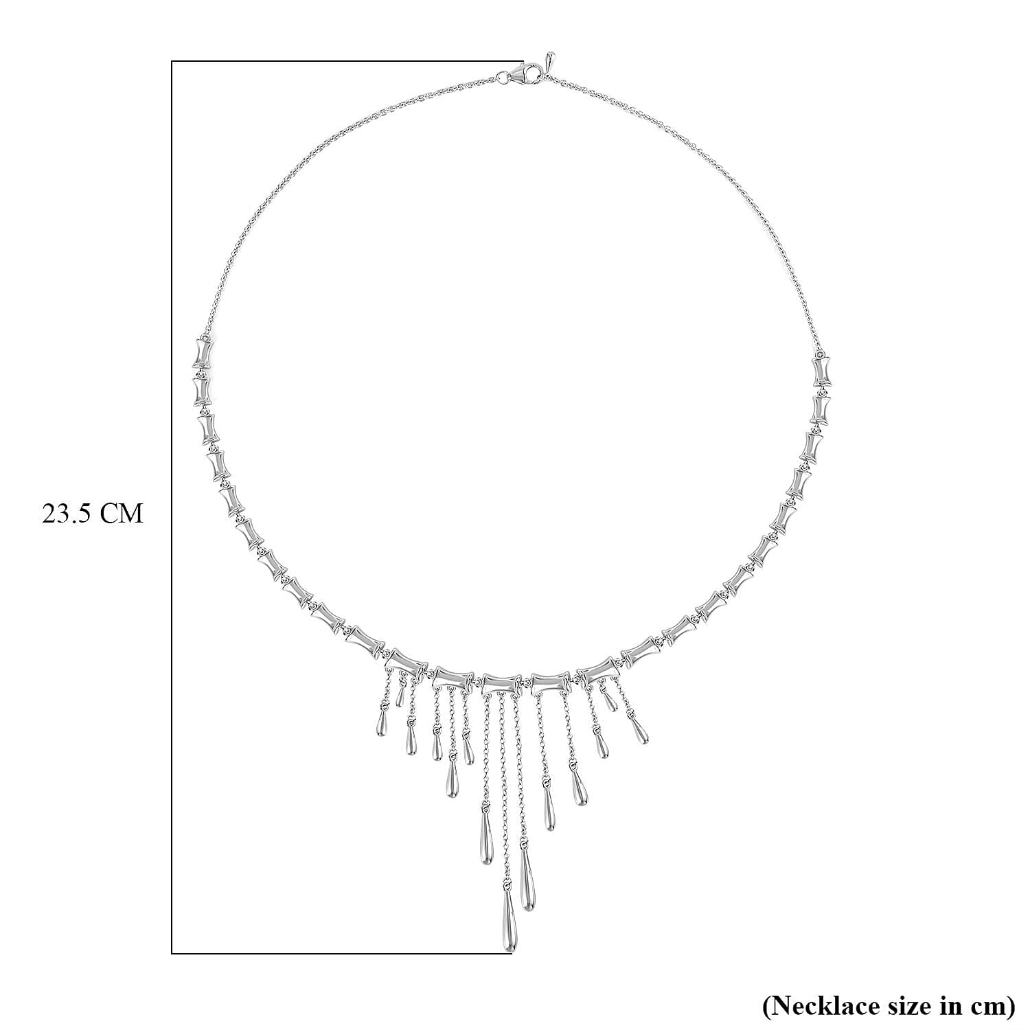 Lucy Q Bamboo Collection - Rhodium Overlay Sterling Silver Necklace (Size - 18-20), Silver Wt 31.00 Gms.