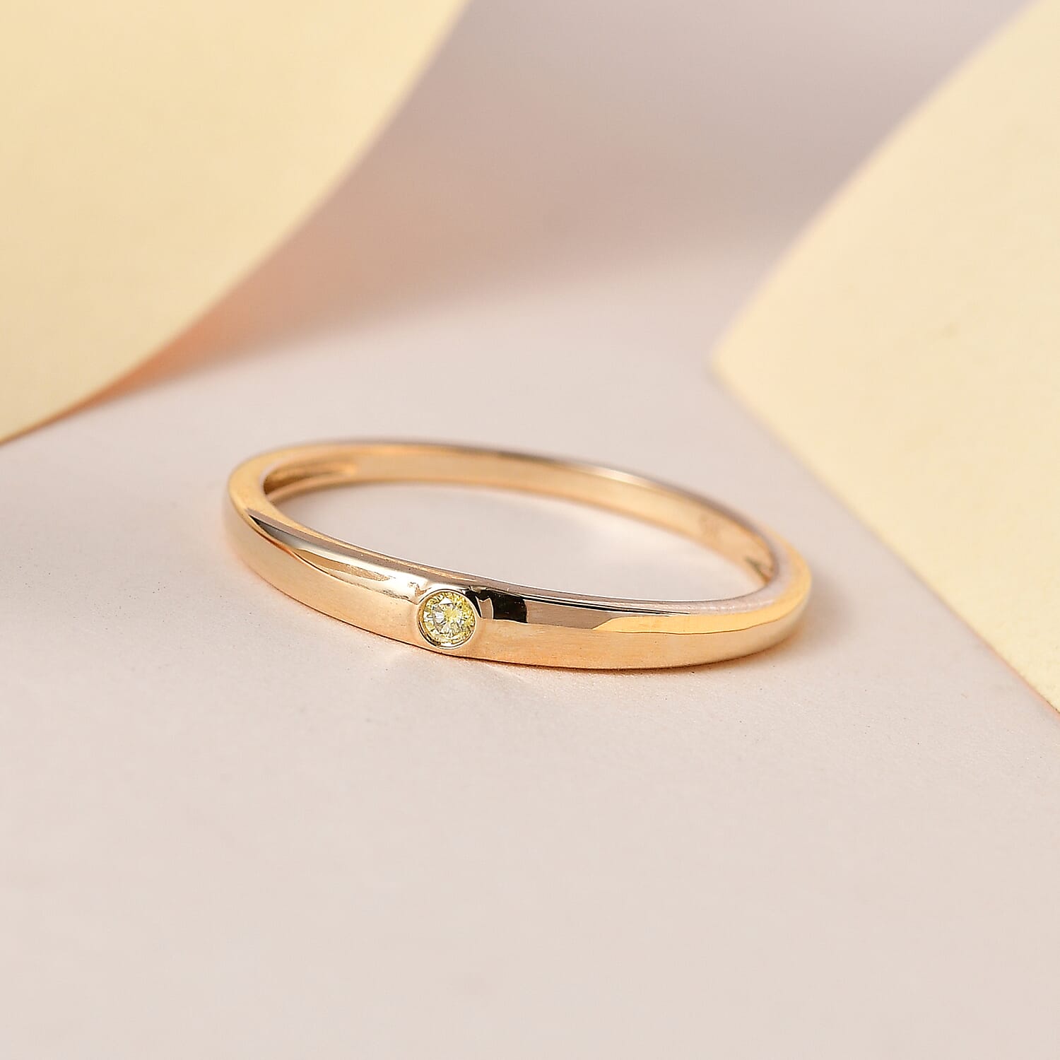 9K Yellow Gold Natural Yellow Diamond Band Ring