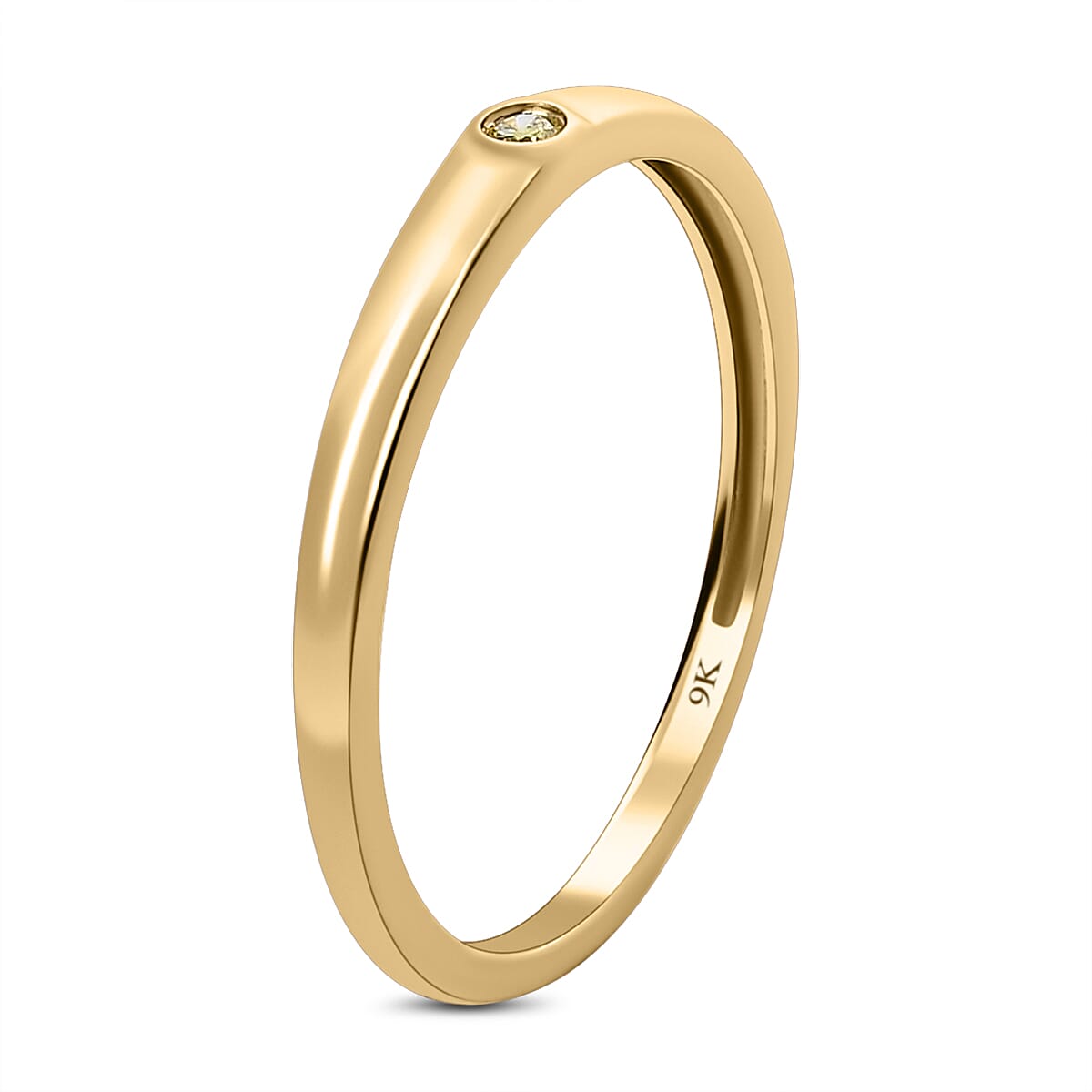 9K Yellow Gold Natural Yellow Diamond Band Ring