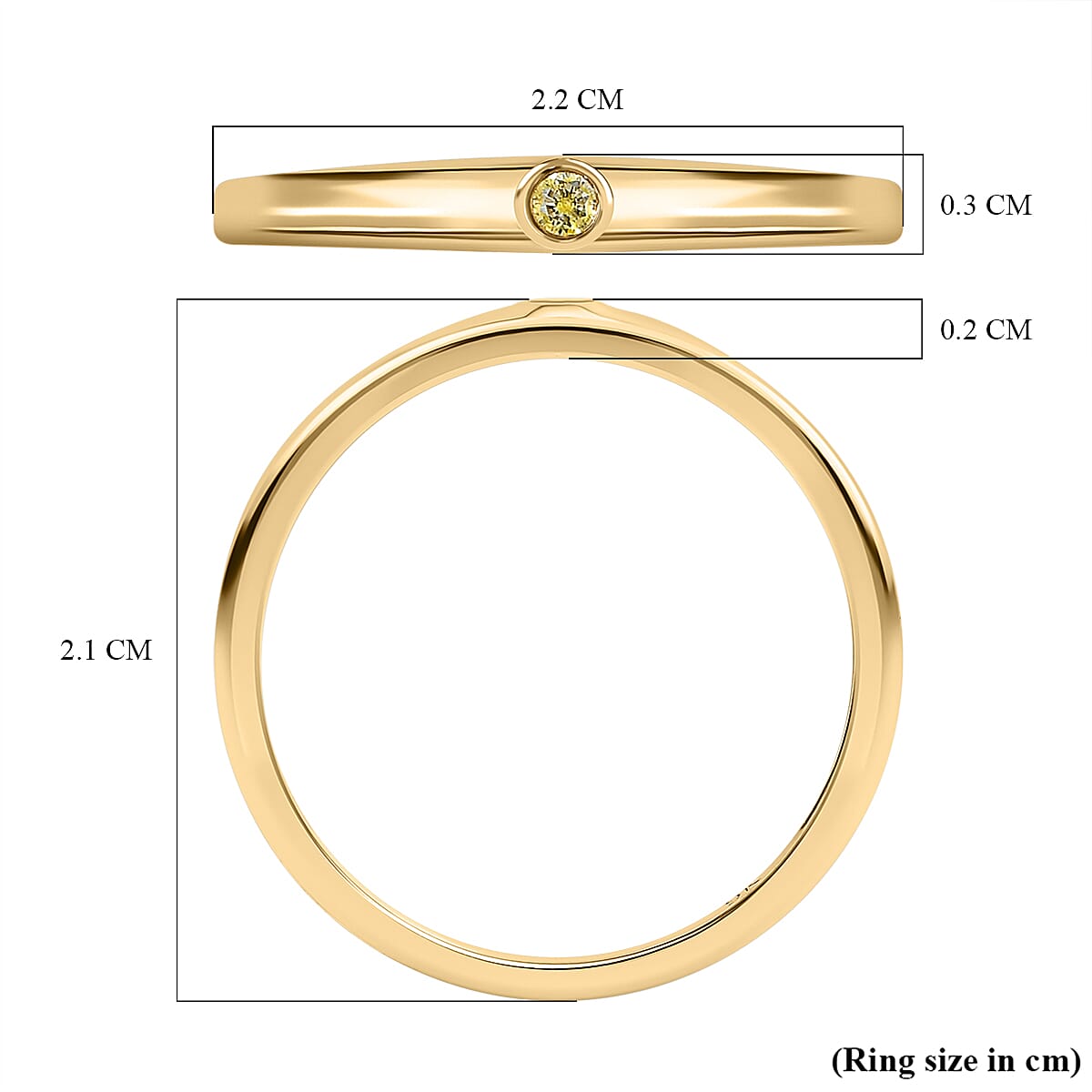 9K Yellow Gold Natural Yellow Diamond Band Ring