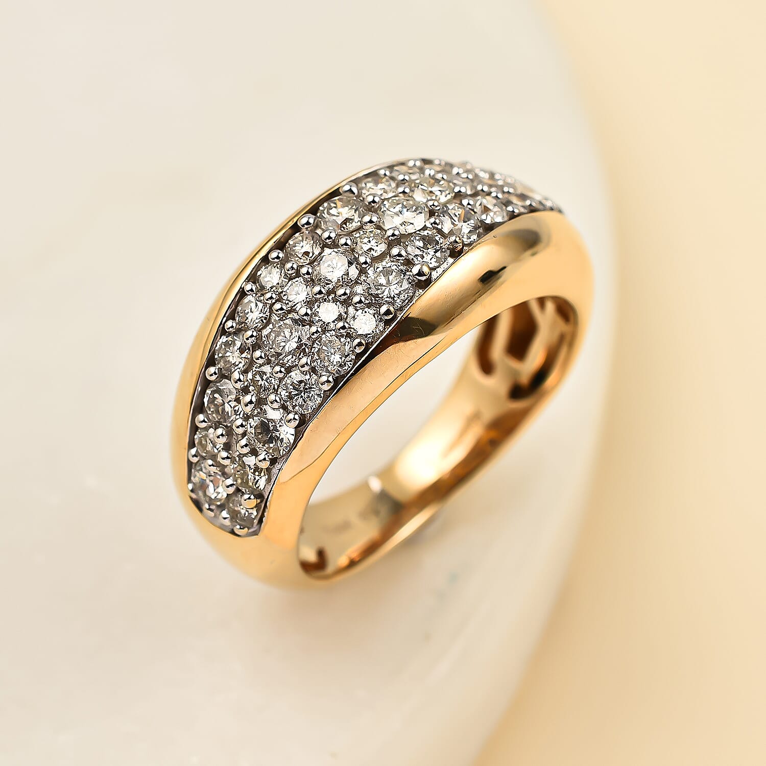 14K Yellow Gold  SI2   White Diamond  SI1 - SI2 Ring 0.99 ct,  Gold Wt. 5.8 Gms  0.994  Ct.