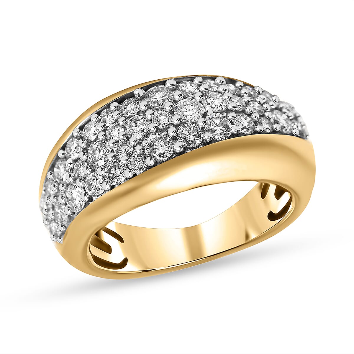 14K Yellow Gold  SI2   White Diamond  SI1 - SI2 Ring 0.99 ct,  Gold Wt. 5.8 Gms  0.994  Ct.