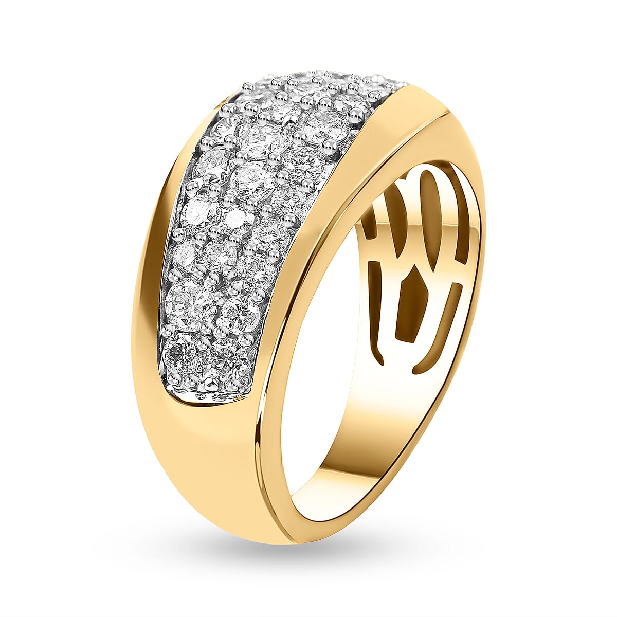 14K Yellow Gold  SI2   White Diamond  SI1 - SI2 Ring 0.99 ct,  Gold Wt. 5.8 Gms  0.994  Ct.