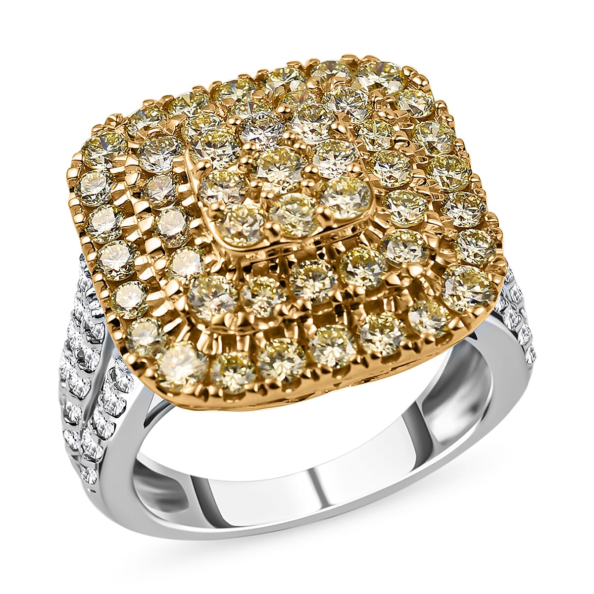 14K White & Yellow Gold (Yellow & White G-H Diamond  I1 - VS) Ring 2.85 ct,  Gold Wt. 7.8 Gms  2.850  Ct.
