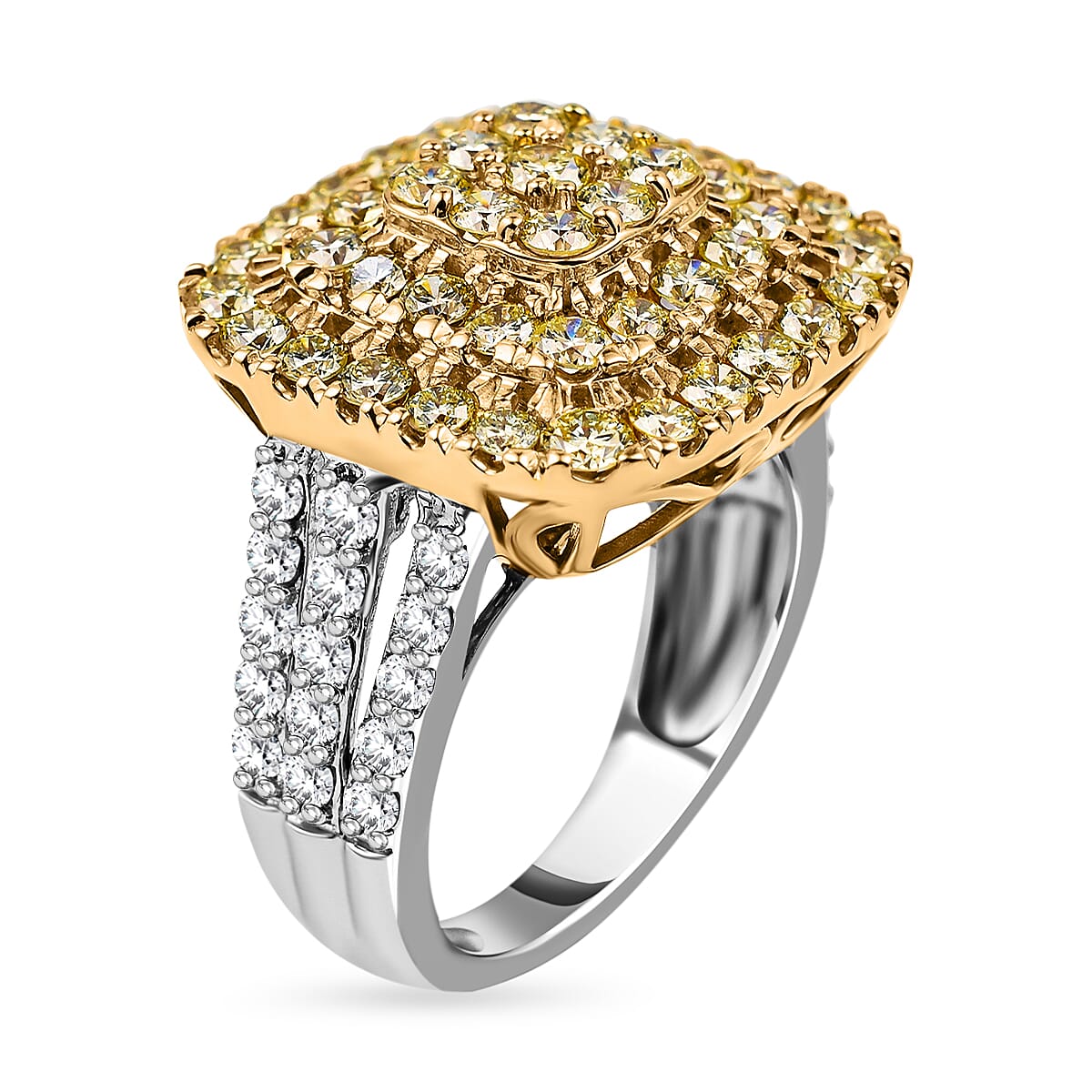 14K White & Yellow Gold (Yellow & White G-H Diamond  I1 - VS) Ring 2.85 ct,  Gold Wt. 7.8 Gms  2.850  Ct.