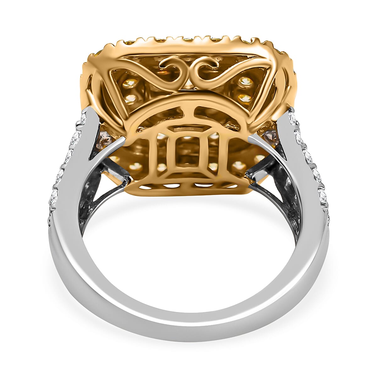 14K White & Yellow Gold (Yellow & White G-H Diamond  I1 - VS) Ring 2.85 ct,  Gold Wt. 7.8 Gms  2.850  Ct.