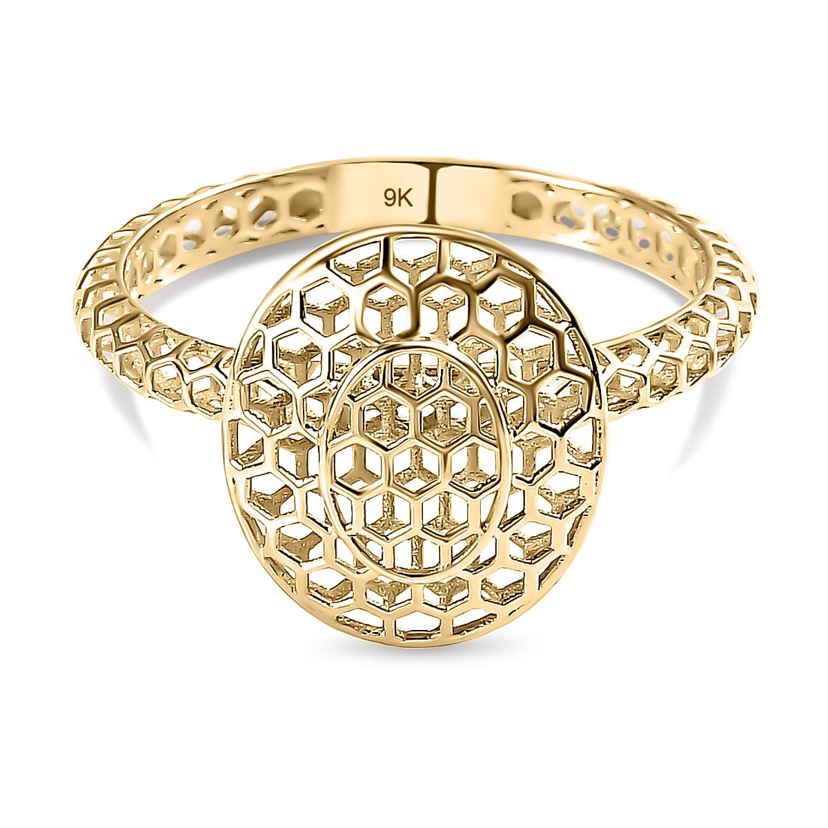 9K Yellow Gold Honeycomb Ring