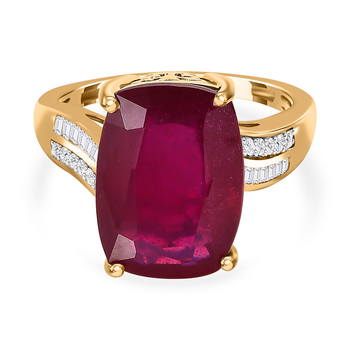 Tucson Special - 9K Yellow Gold African Ruby & Diamond Ring 8.91 Ct.