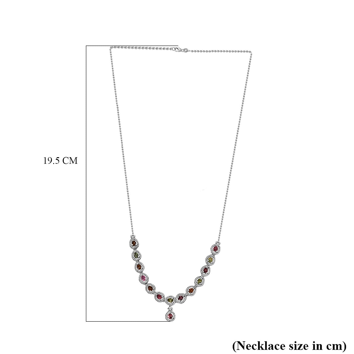 Multi-Tourmaline Necklace (Size - 20) in Sterling Silver 2.03 Ct, Silver Wt. 9.60 GM