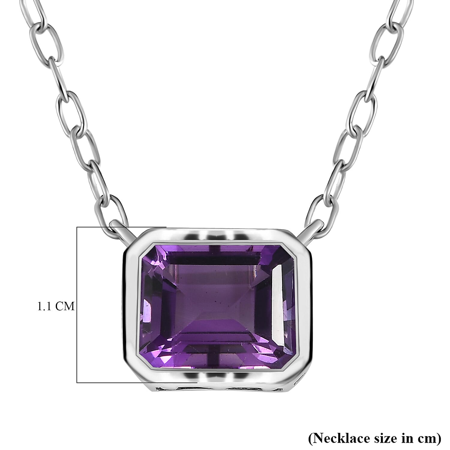 Amethyst Necklace (Size - 20) in Platinum Overlay Sterling Silver 5.35 Ct
