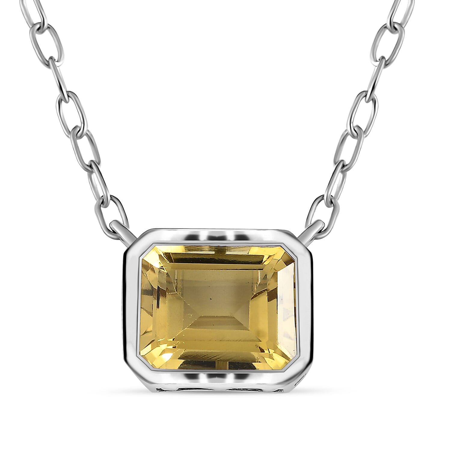 Citrine Necklace (Size - 20) in Platinum Overlay Sterling Silver 5.59 Ct