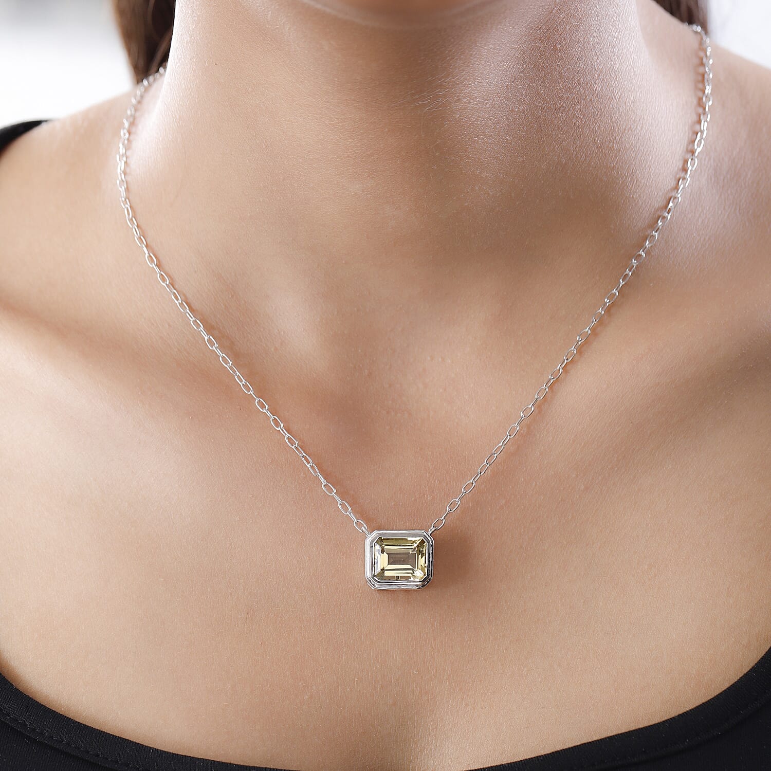 Citrine Necklace (Size - 20) in Platinum Overlay Sterling Silver 5.59 Ct