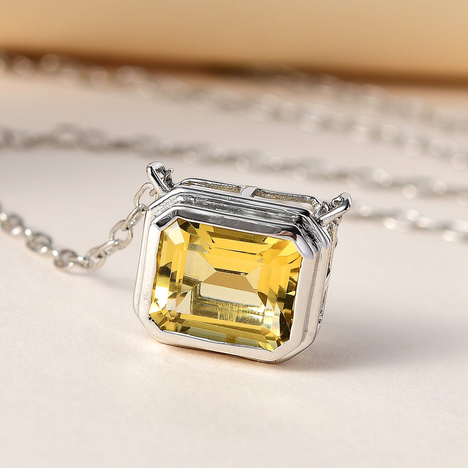Citrine Necklace (Size - 20) in Platinum Overlay Sterling Silver 5.59 Ct
