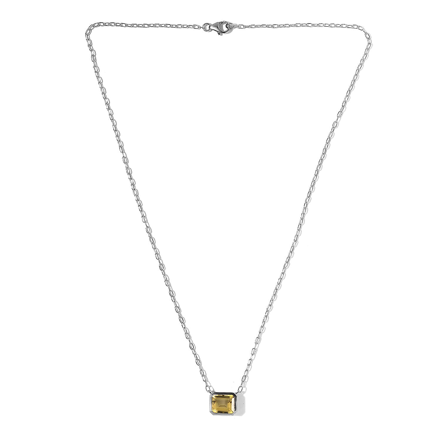 Citrine Necklace (Size - 20) in Platinum Overlay Sterling Silver 5.59 Ct