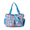 Floral Pattern Crossbody Bag with 4 Exterior Zipped Pockets & Handle Drop - Blue & Multi